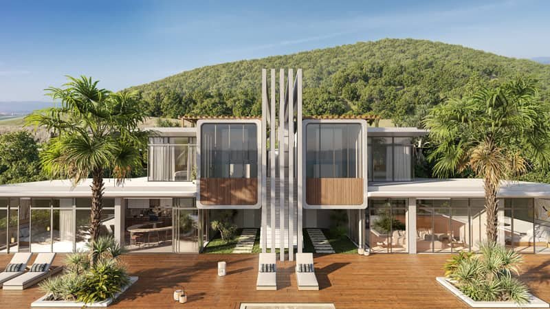 Villa contemporánea de alta gama en el Caribe, en St. Barths, con piscina infinita, terraza de madera y jardín tropical